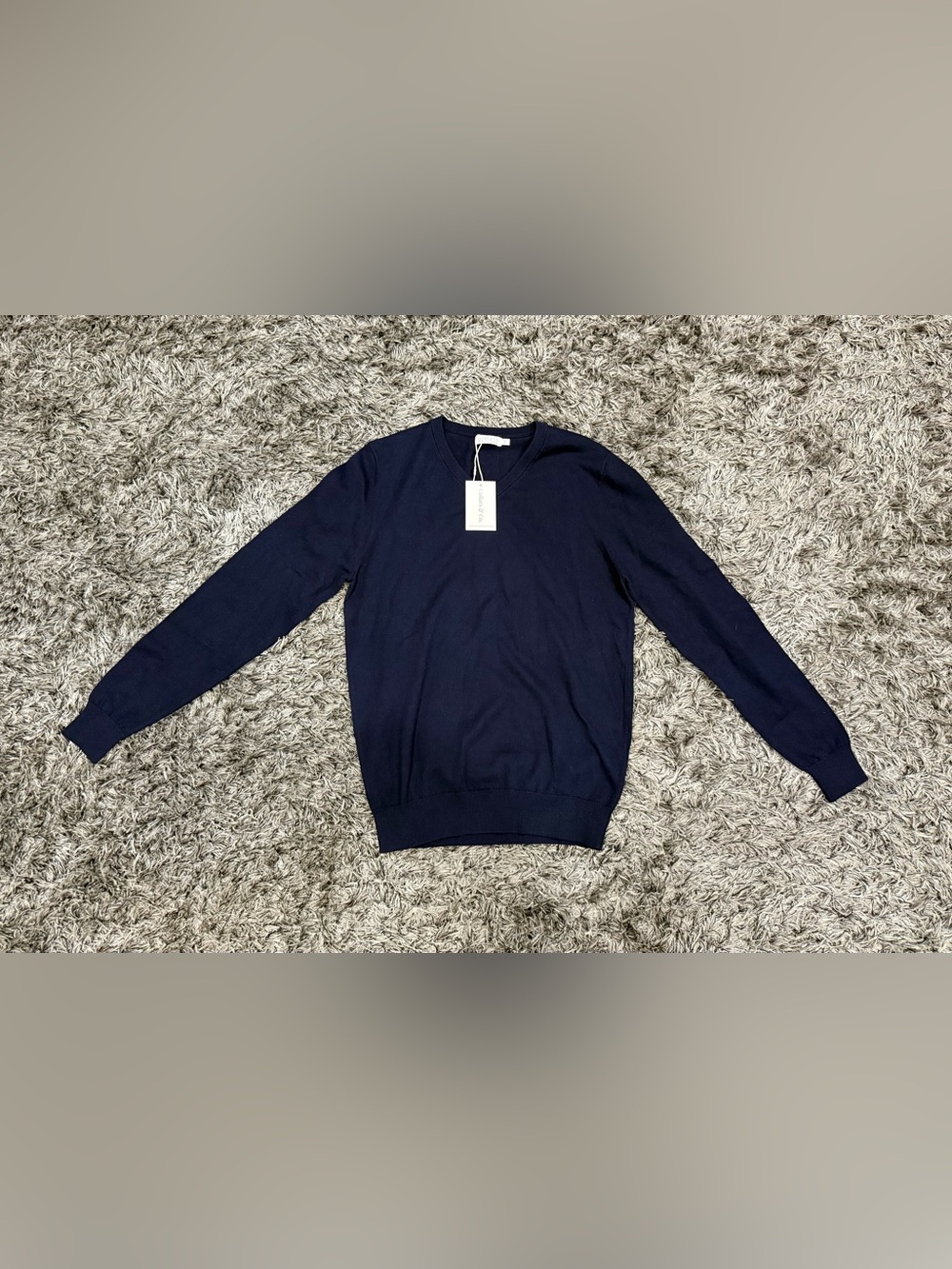 Collars & Co VNeck V-Neck Cashmere Cotton Sweater Pullover Blue Men Size Small